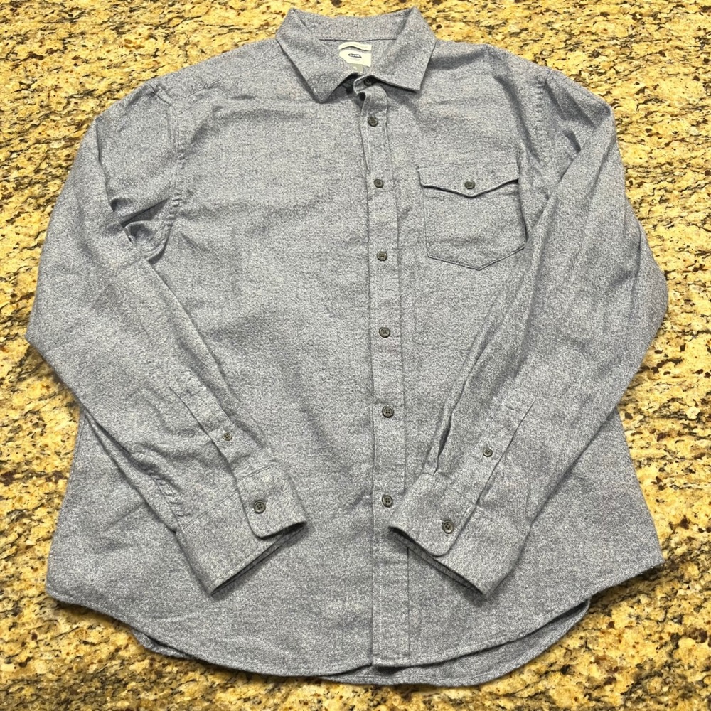 Old Navy Mens XL Regular Fit Long Sleeve Button Down Shirt Heathered Blue Marl